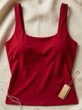 Women’s Red Tank Top with Built-In Bra